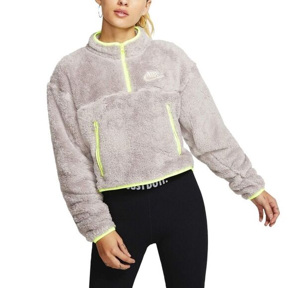 Nike 1/4 Zip Cropped Sherpa Sweater - Picture 1 of 6
